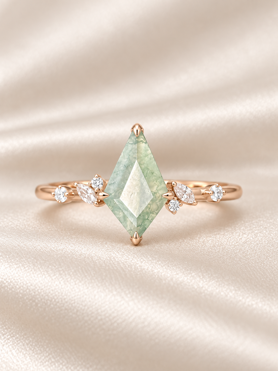 Moss Agate Kite Abstract Ring