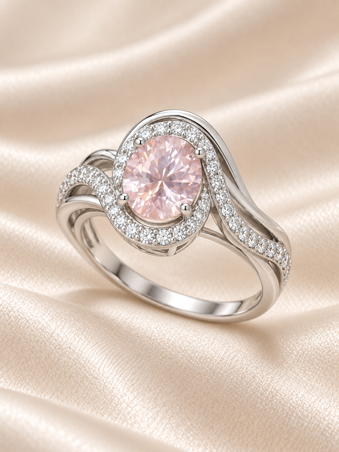 Morganite Round Statement Twisted Ring