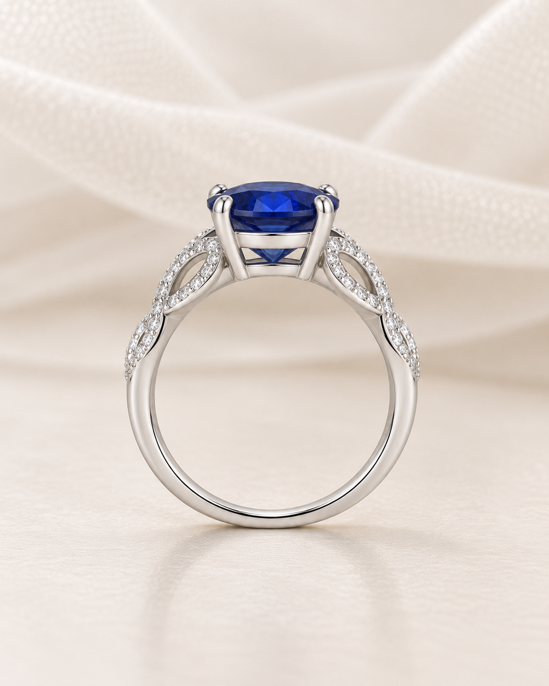 Sapphire Round Twisted Band