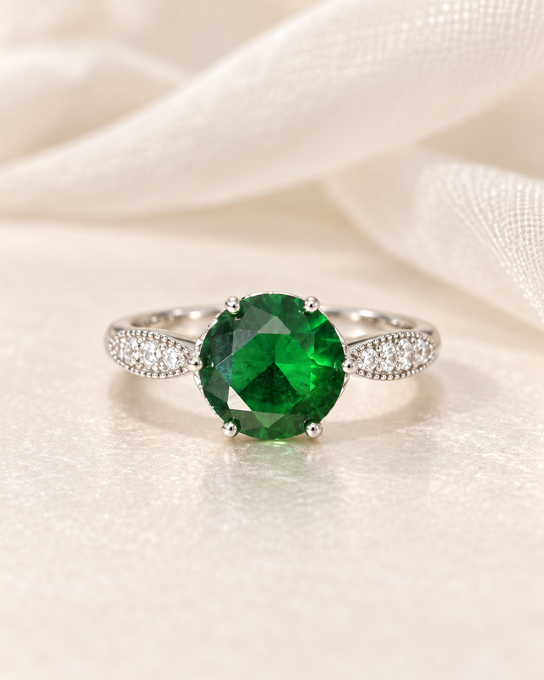 Emerald Round Ring