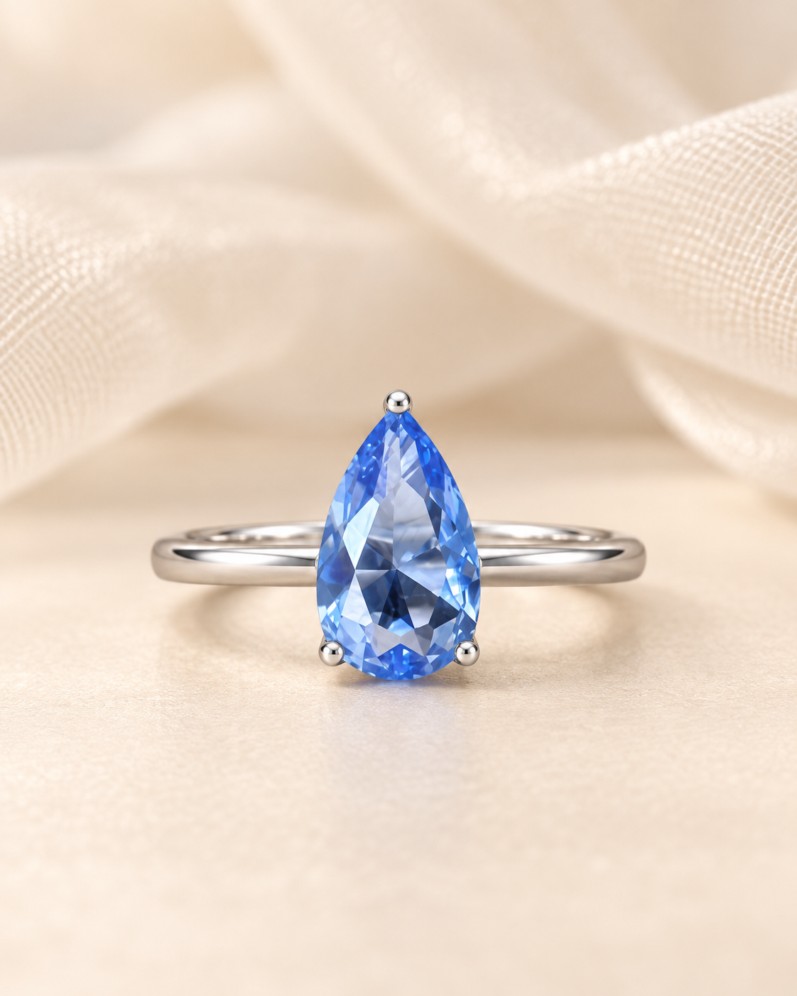 Tanzanite Teardrop Solitaire Ring
