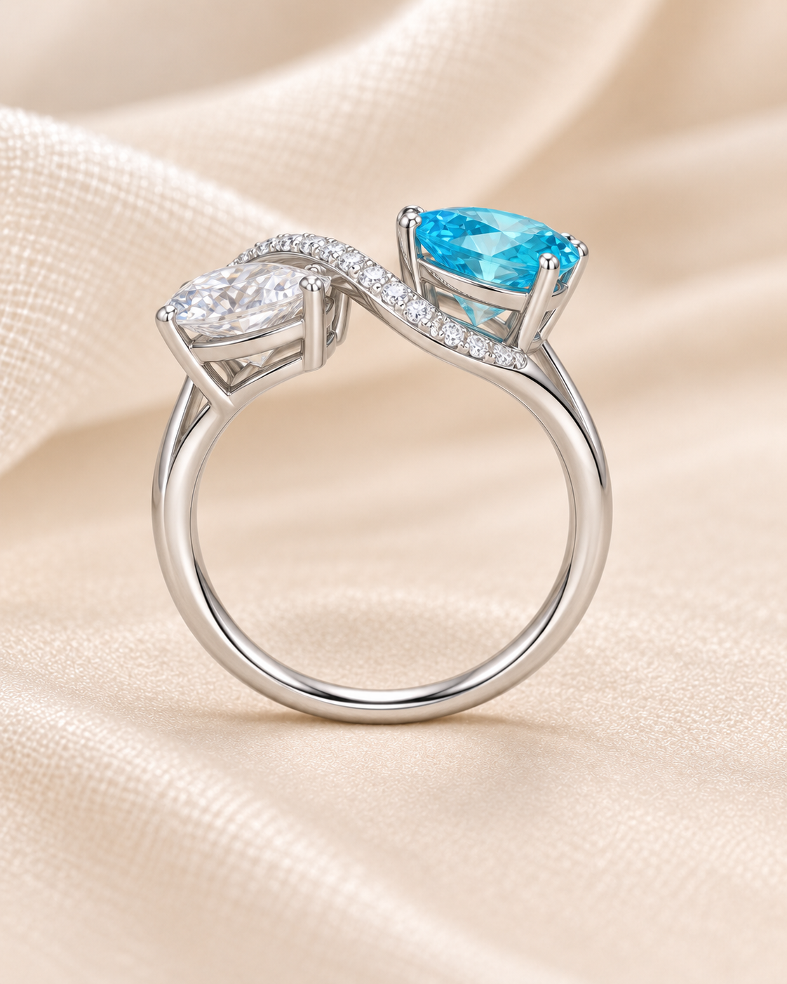 Blue Topaz Twisted Ring - angle 3