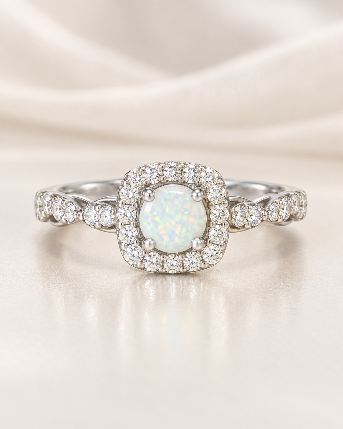 Opal Round Square Wave Ring