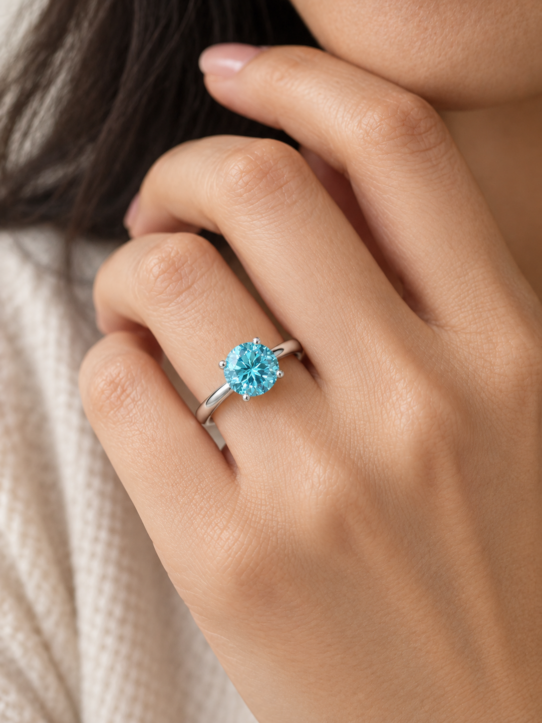 Zircon Round Solitaire Ring