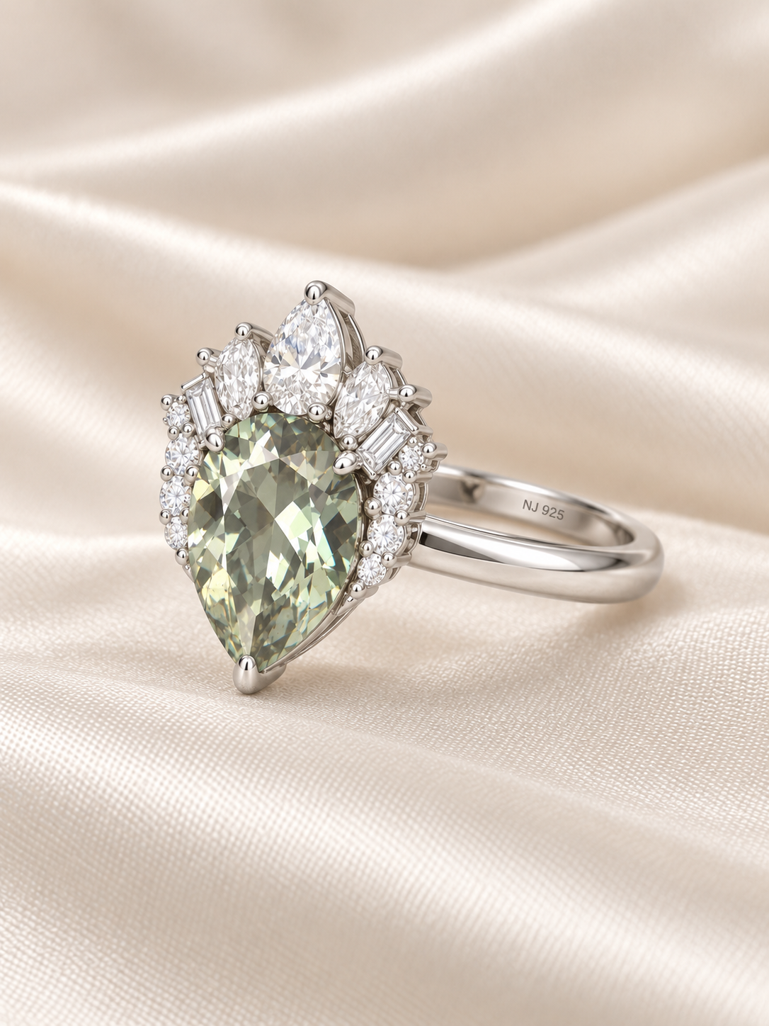 Tourmaline Teardrop Crown Ring