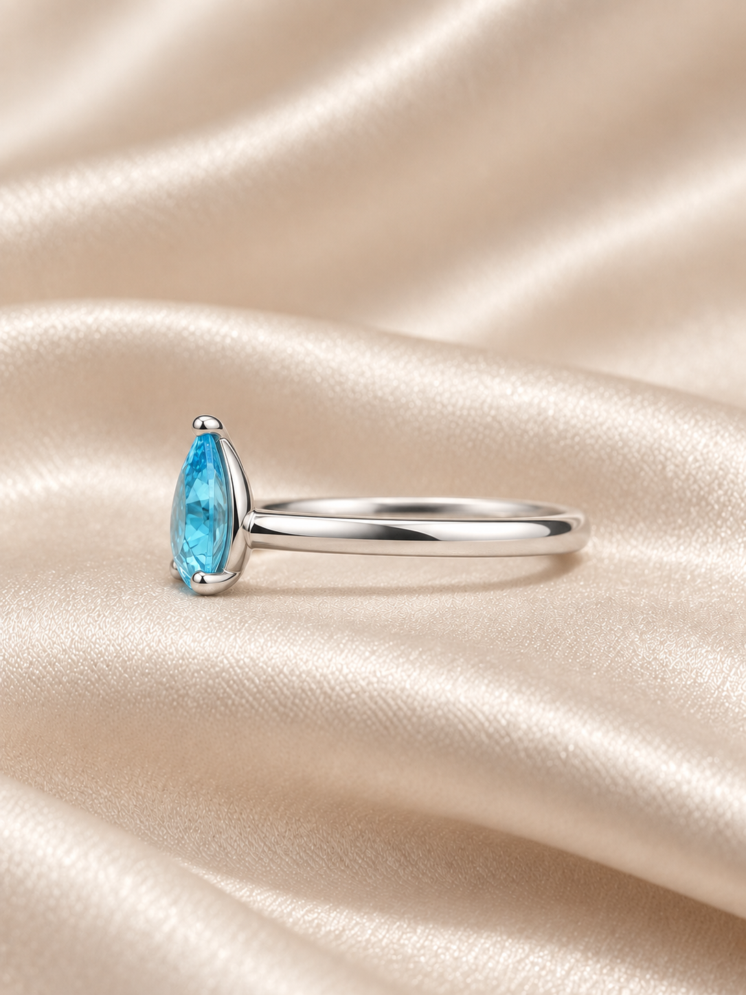 Zircon Teardrop Solitaire Ring