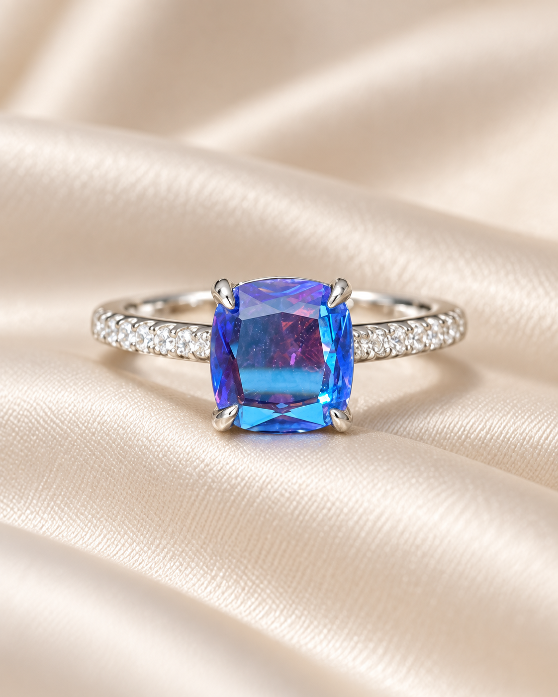 Mermaid Topaz Blue Square Ring
