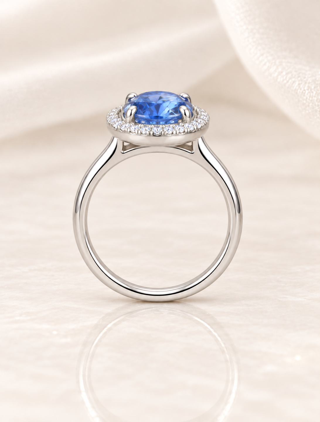 Blue Topaz Round Halo Band