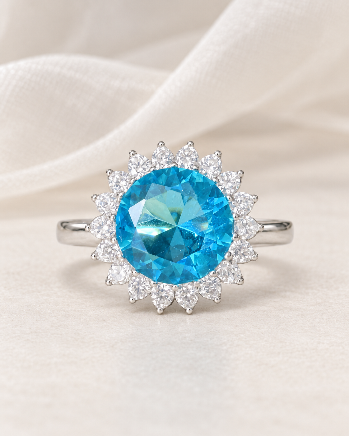 Blue Topaz Round Cluster Ring - angle 4