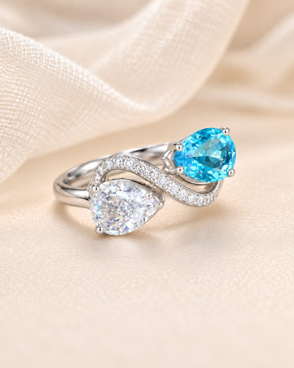 Blue Topaz Twisted Ring - angle 2