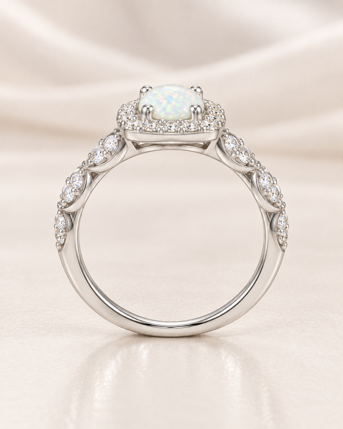 Opal Round Square Wave Ring