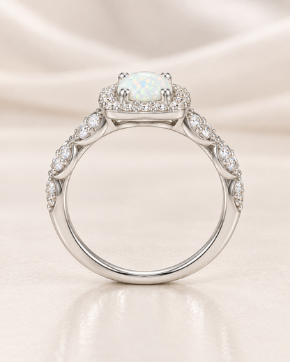 Opal Round Square Wave Ring