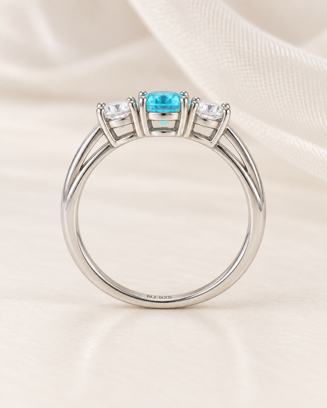 Blue Topaz Three Stone Ring - angle 3