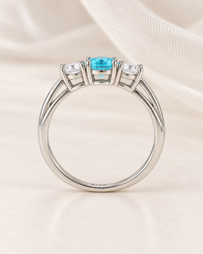 Blue Topaz Three Stone Ring - angle 3