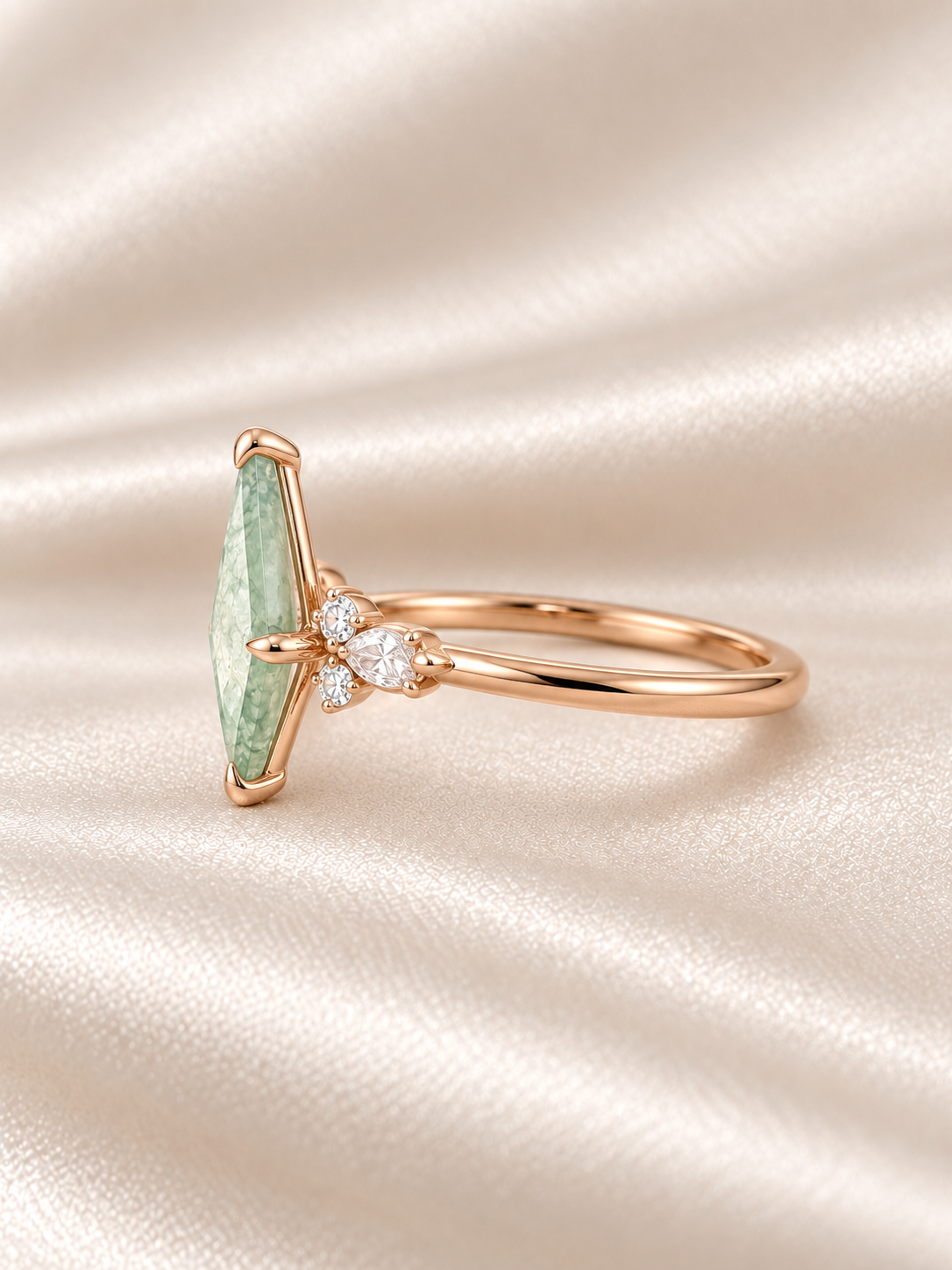 Moss Agate Kite Abstract Ring