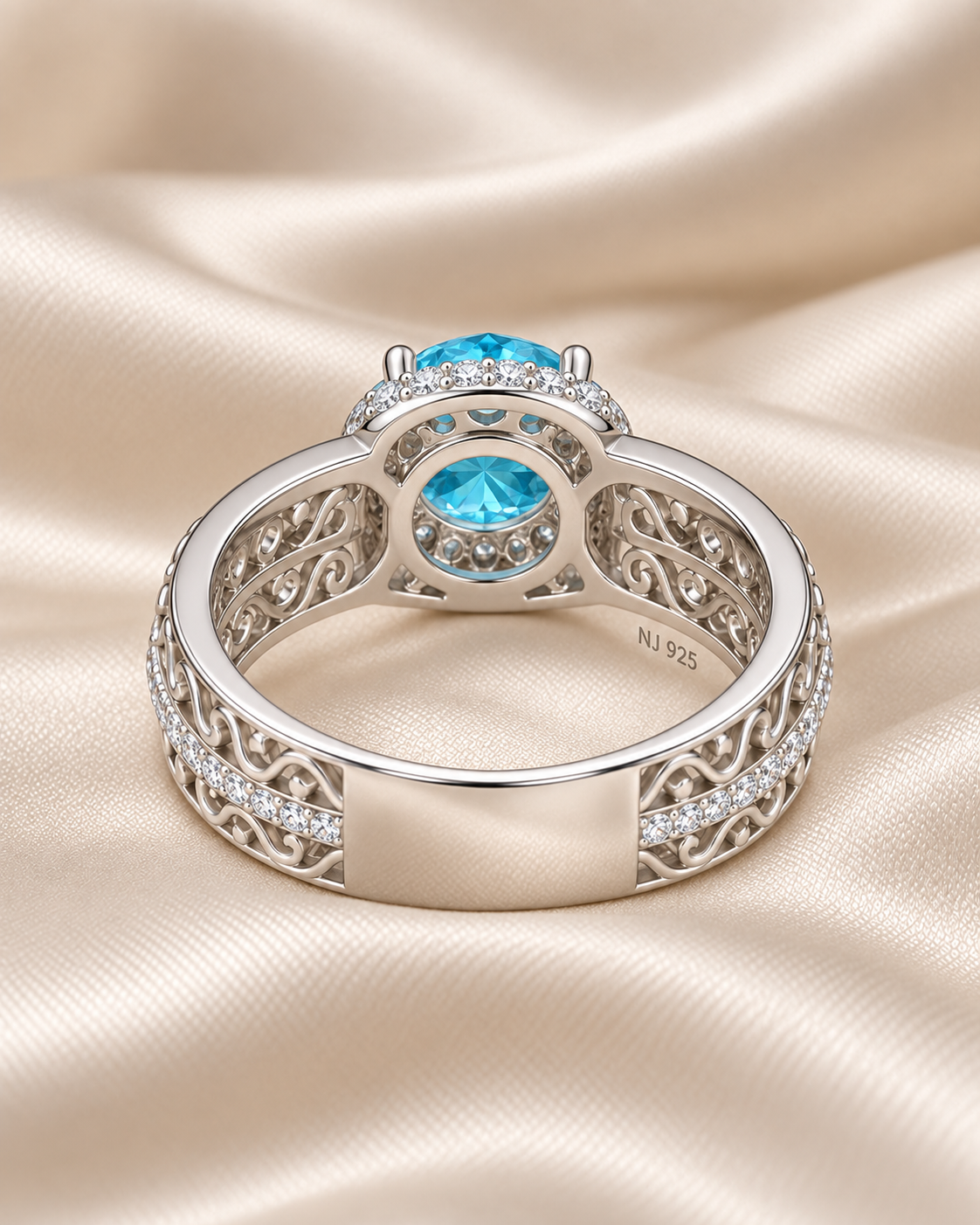 Blue Topaz Round Halo Ring Grand - angle 3