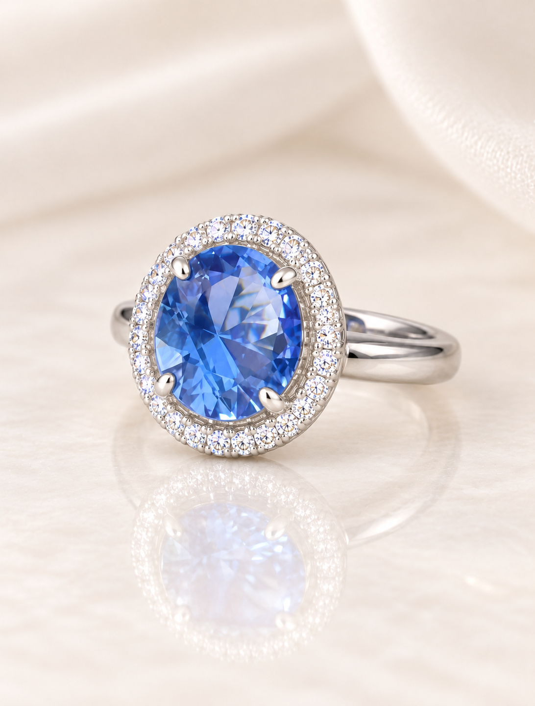 Blue Topaz Round Halo Band