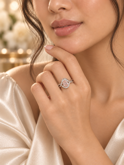 Morganite Round Statement Twisted Ring