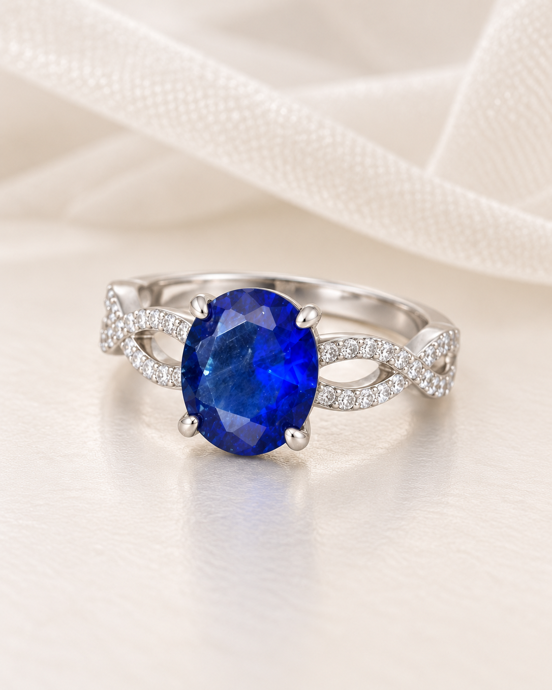 Sapphire Round Twisted Band