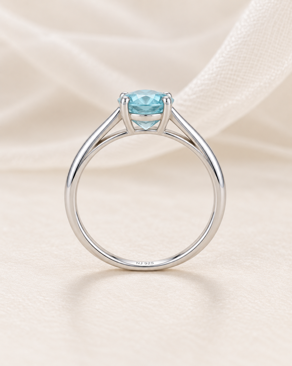Blue Topaz Oval Split Shank Ring - angle 2