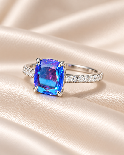 Mermaid Topaz Blue Square Ring