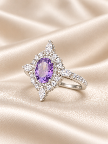 Amethyst Oval Marquise Ring - angle 2