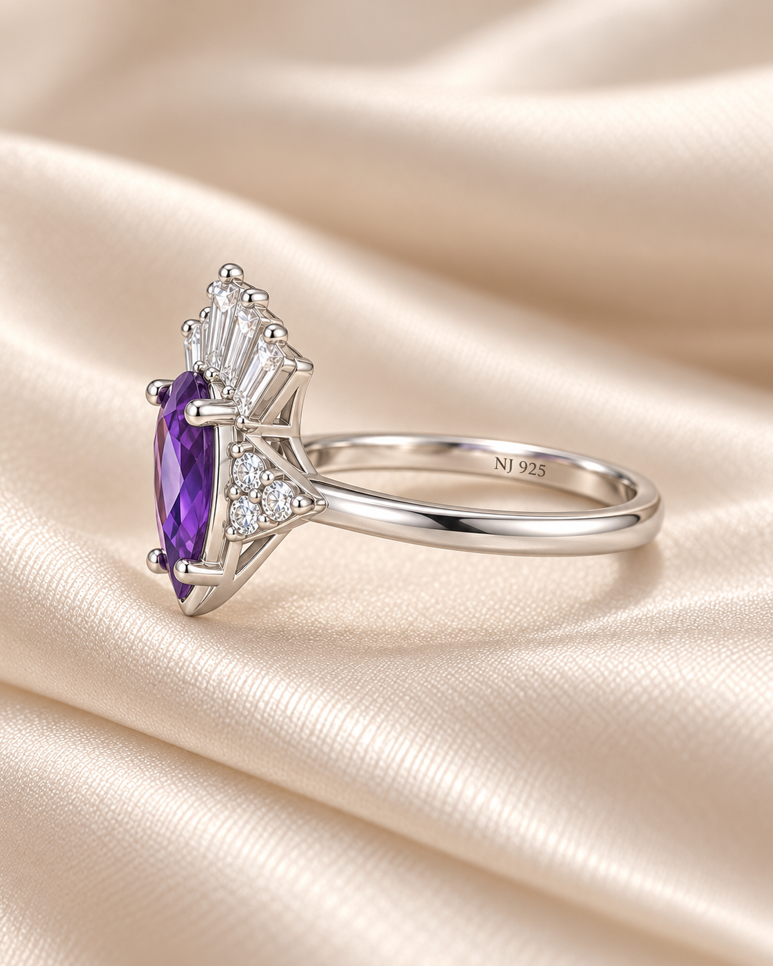 Amethyst Teardrop Ring - angle 2