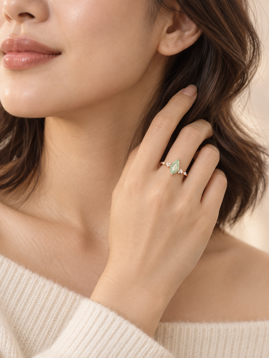 Moss Agate Kite Abstract Ring