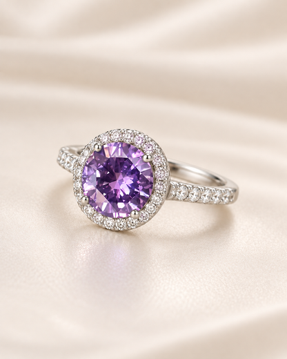 Amethyst Round Halo Ring - angle 4