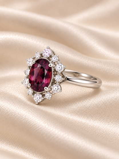 Rhodolite Oval Statement Ring
