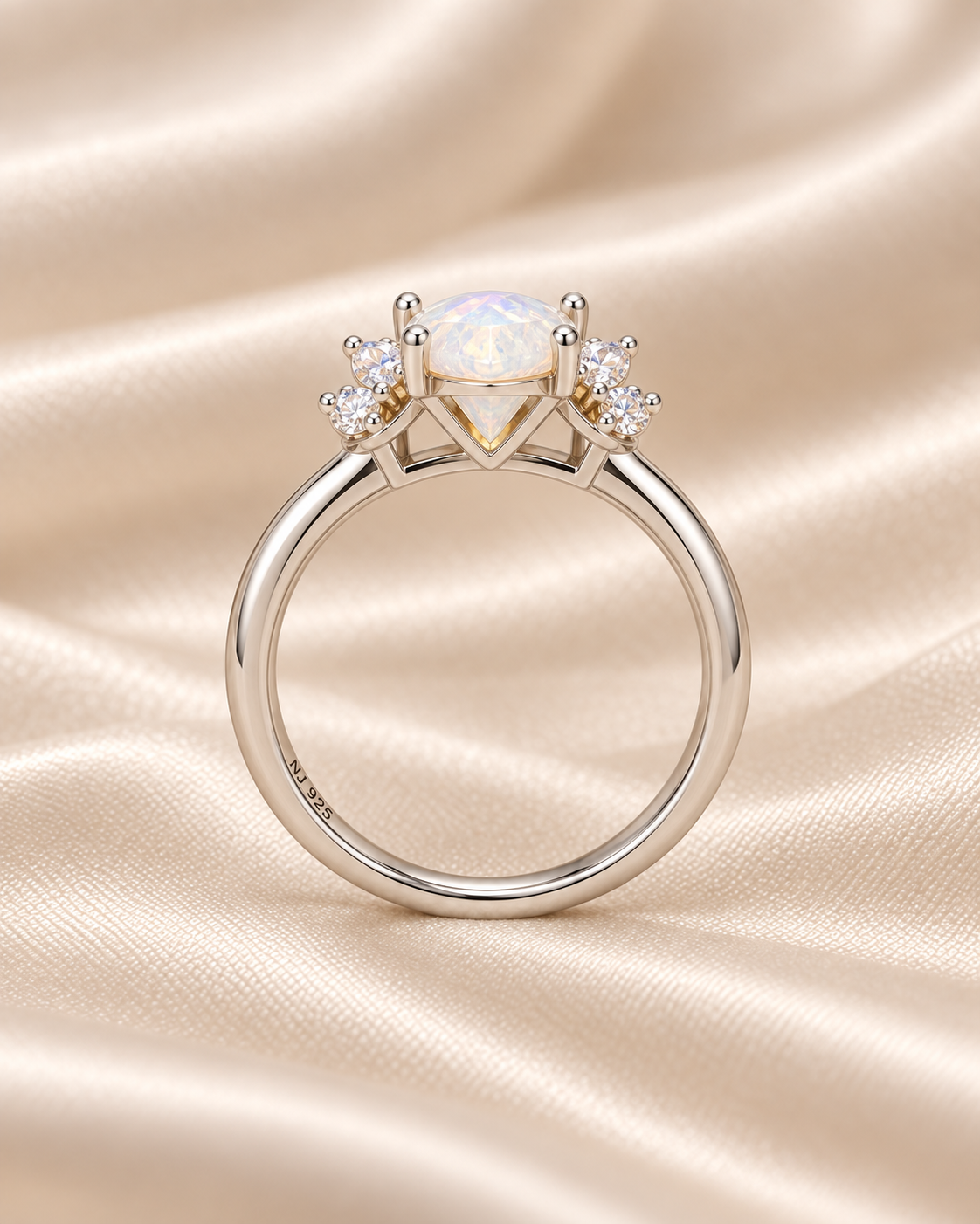 Moonstone Teardrop Crown Ring