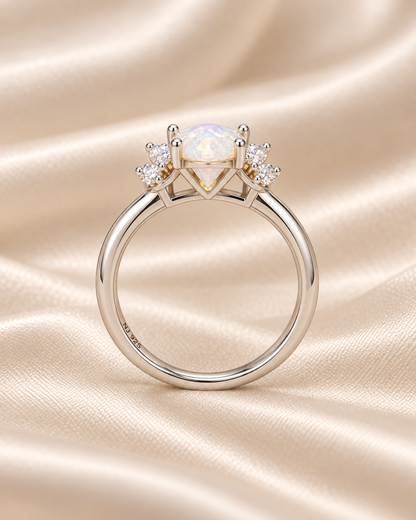 Moonstone Teardrop Crown Ring