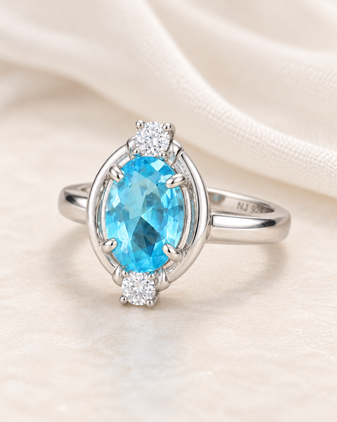 Blue Topaz Oval Ring - angle 3