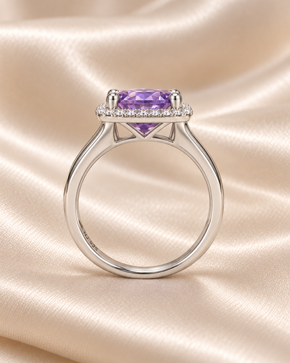 Amethyst Round Square Halo Band - angle 5