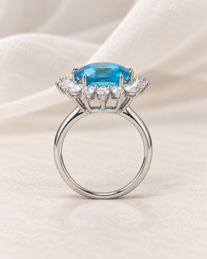 Blue Topaz Round Cluster Ring - angle 2