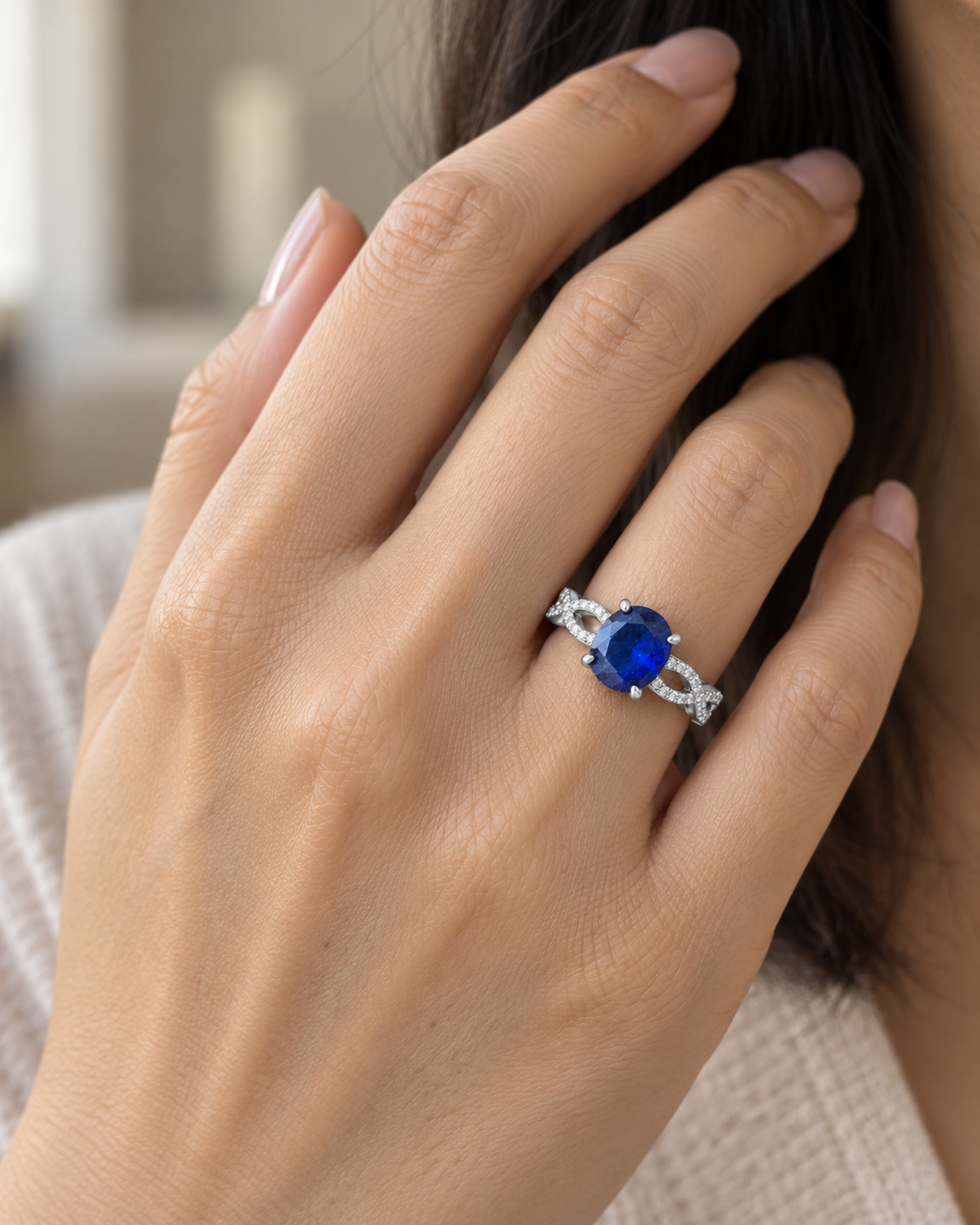 Sapphire Round Twisted Band