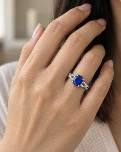 Sapphire Round Twisted Band