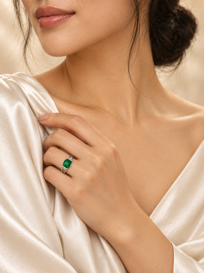 Emerald Oval Accent Ring