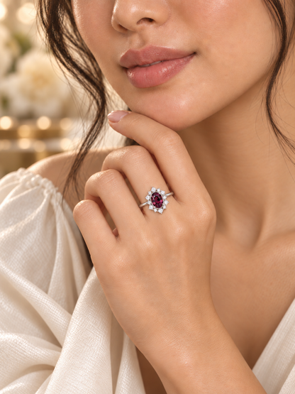 Rhodolite Oval Statement Ring