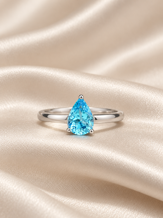 Zircon Teardrop Solitaire Ring