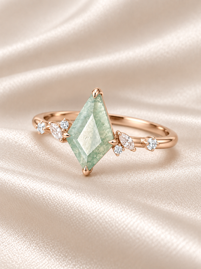 Moss Agate Kite Abstract Ring
