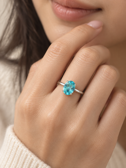 Zircon Oval Solitaire Ring