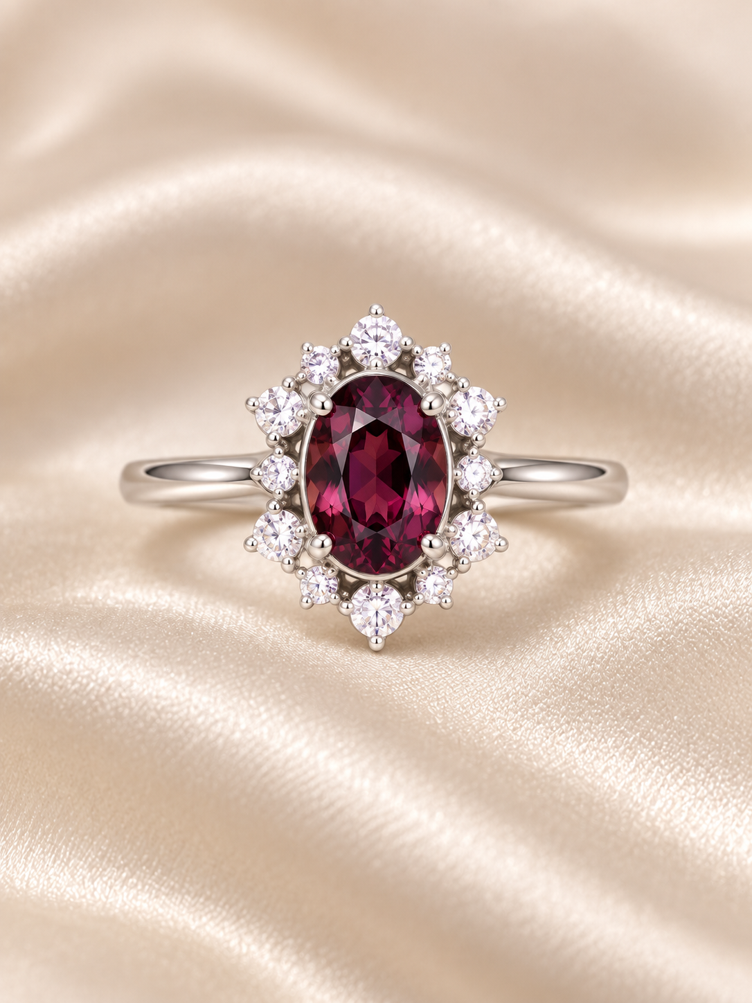 Rhodolite Oval Statement Ring