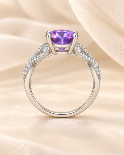 Amethyst Round Twisted Band - angle 2