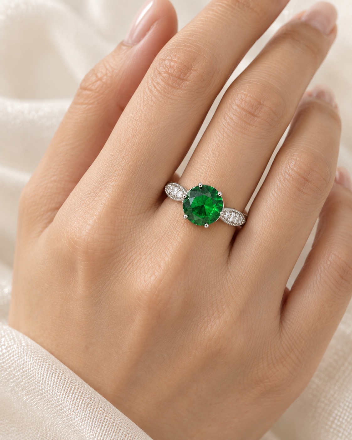 Emerald Round Ring