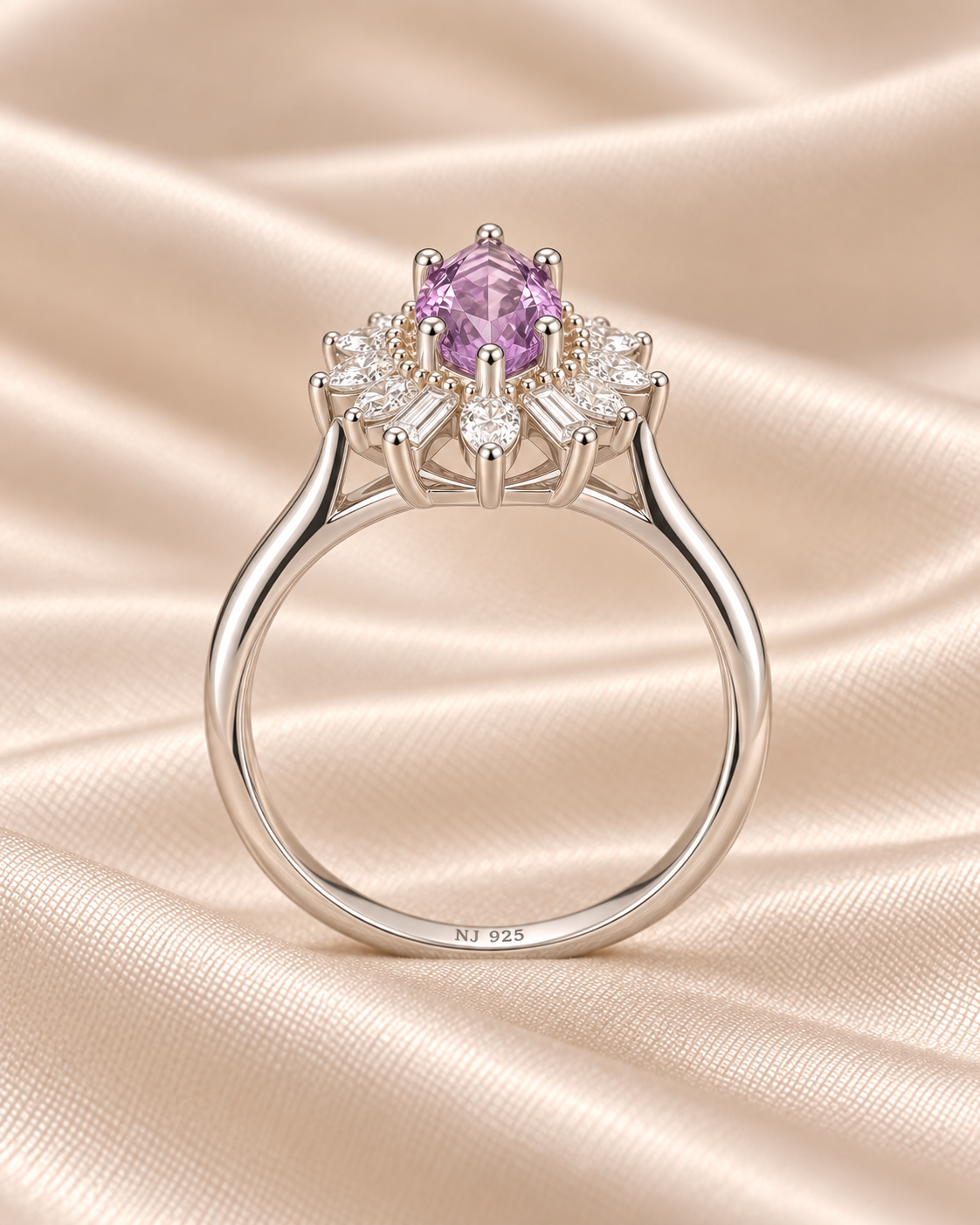 Amethyst Marquise Cluster Ring - angle 3