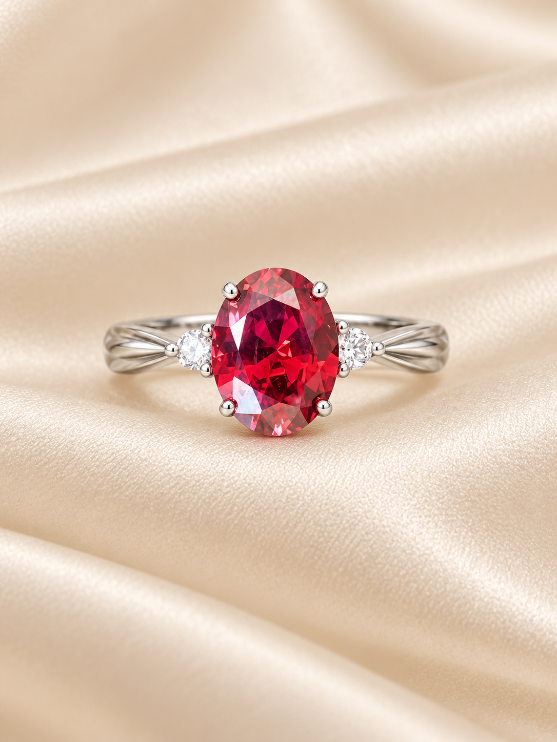 Ruby Oval Tapered Band Ring