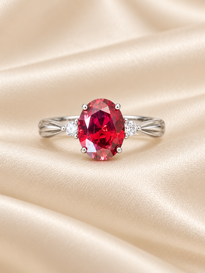 Ruby Oval Tapered Band Ring
