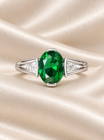 Emerald Oval Accent Ring