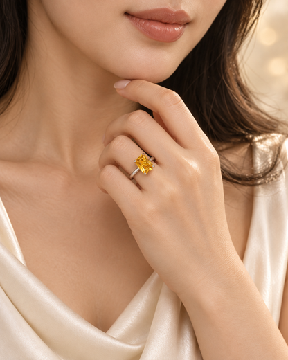 Citrine Brilliant Rectangle Band